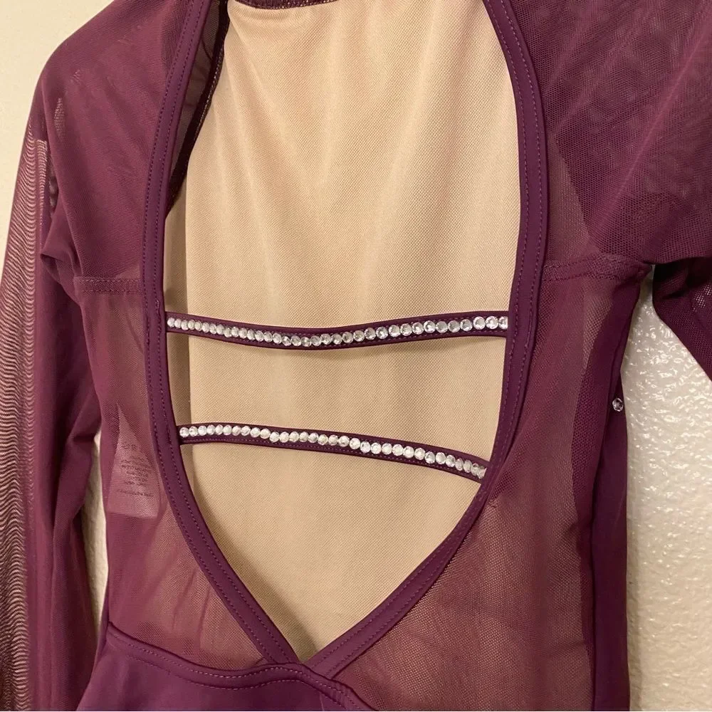Weissman solo Dance costume purple illusion Poet Sleeve Leotard MT11817 MC